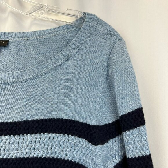 Talbots Womens Pullover Sweater Blue Striped Long Sleeve Round Neck Petites S - Picture 8 of 10